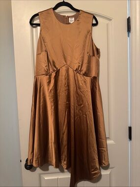 Bar III Copper One-Shoulder Satin Cocktail Dress